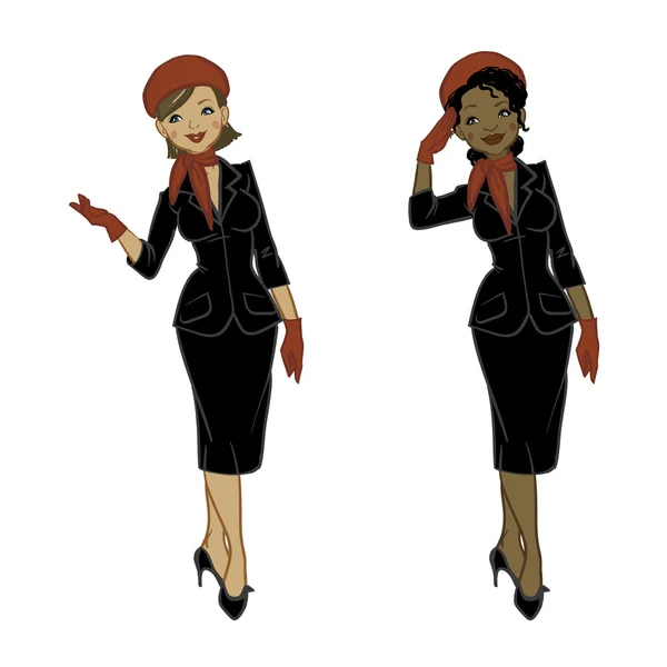 Beautiful  air hostess. Woman in official clothes — Stock Vector