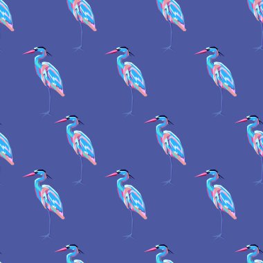 Heron set seamless pattern vector Heron set seamless pattern vector