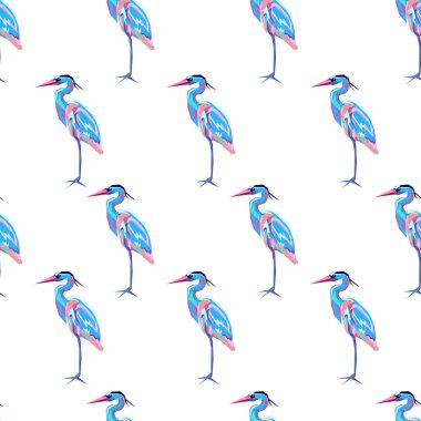 Heron set seamless pattern vector Heron set seamless pattern vector
