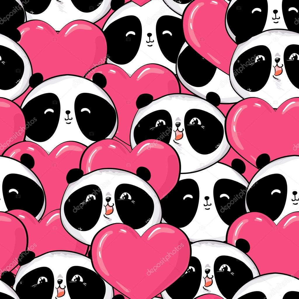 Design biglietto di auguri per San Valentino Panda con i cuori bianchi e nero orsi illustrazione di vettore — Vettoriali di AlsouSh