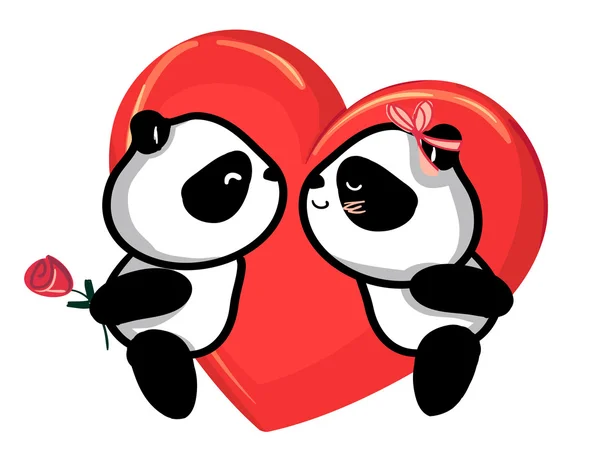 Pandas Couple In Love — Stock Vector © Olgaangelloz 53904379