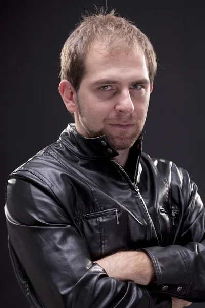 Portrait of a man with leather jacket — Stock Photo, Image