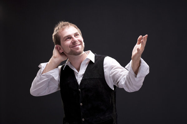 Portrait of a gesticulating man