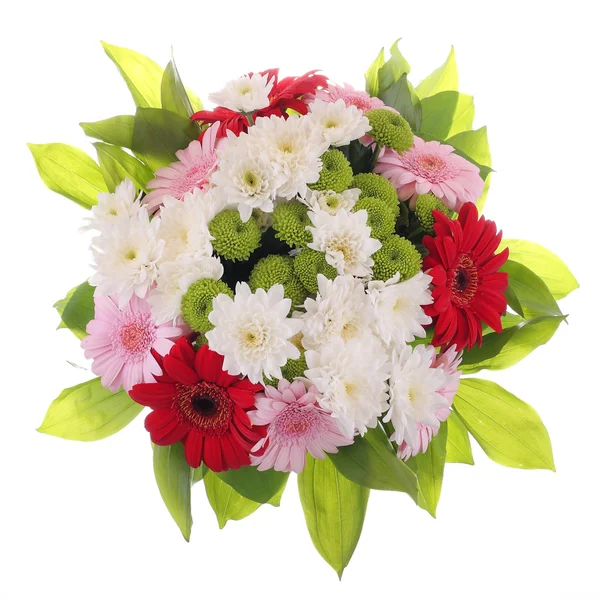 Parlak buket, yakın çekim. Daisy ve Gerbera çiçekleri