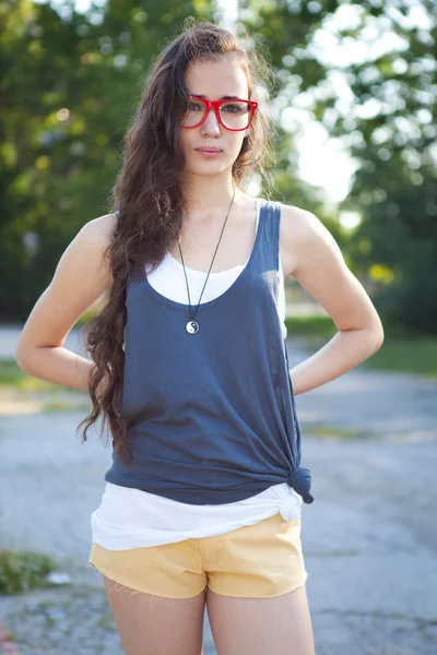 Young woman in the playground sports — Stock Photo, Image