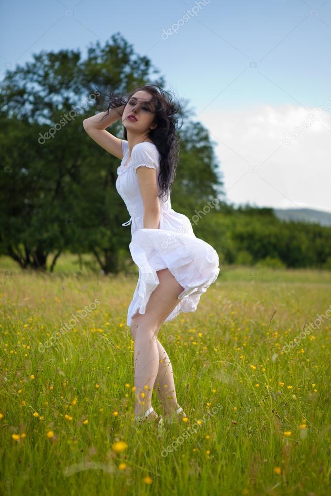 sexy girl in white dress