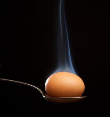 Gümüş kaşık duman kahverengi yumurta sarılı