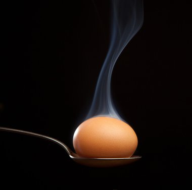 Gümüş kaşık duman kahverengi yumurta sarılı