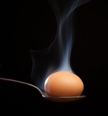 Gümüş kaşık duman kahverengi yumurta sarılı