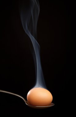 Gümüş kaşık duman kahverengi yumurta sarılı