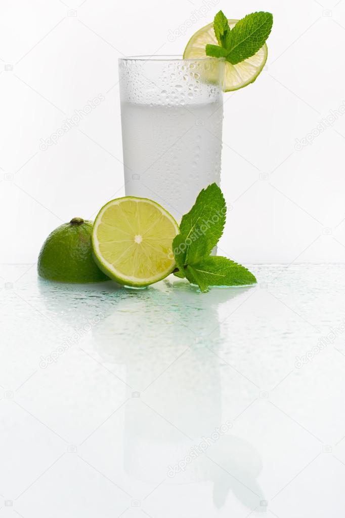 Glass with cold lemonade