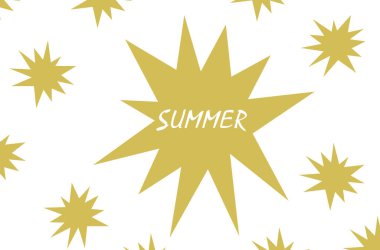 Üzerinde yaz yazının yazılı olduğu sarı yıldız şekilli bir çizimin grafik çizimi