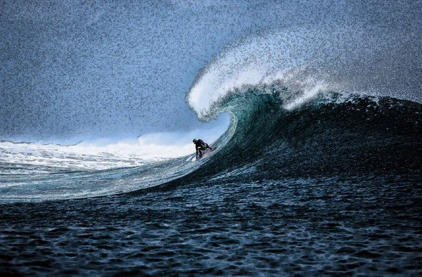 Graphic Illustration Surfer Riding Wave — Stock Photo, Image