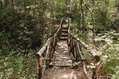 Abruzzo 'da Alento Nehri üzerindeki ahşap köprü