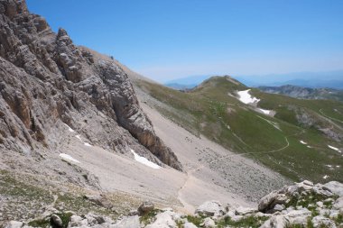 Granan sasso d 'italia abruzzo dağ kompleksinin Duca degli abruzzi sığınağına giden yol