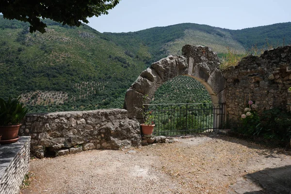 Porta San Sebastiano Den Medeltida Staden Sermoneta — Stockfoto