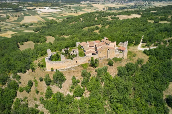 Närbild Antenn Utsikt Över Den Medeltida Slottet Camponeschi Abruzzo — Stockfoto