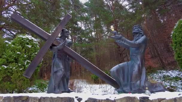 Posąg Jezusa Chrystusa na Ukrainie wideo — Wideo stockowe