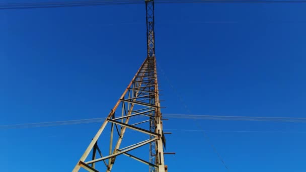 High Voltage Electric Tower With Insulators — Stockvideo