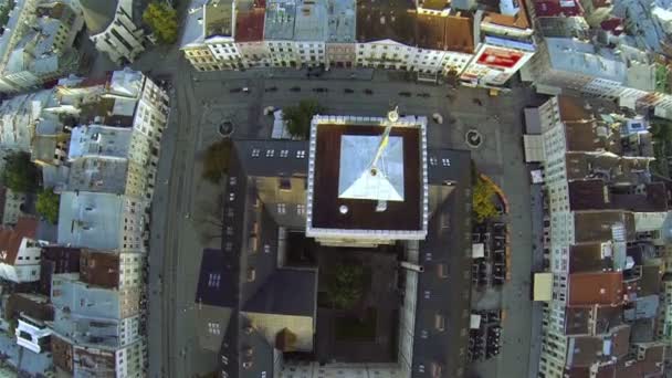 Lviv Ucrania Cityhall Vista aérea — Vídeos de Stock