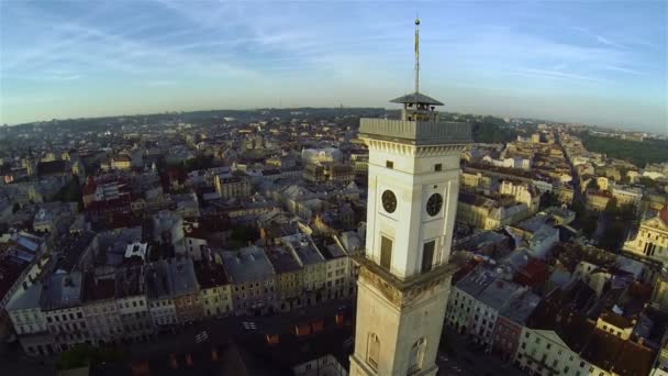 Львов, Украина Cityhall Aerial View — стоковое видео