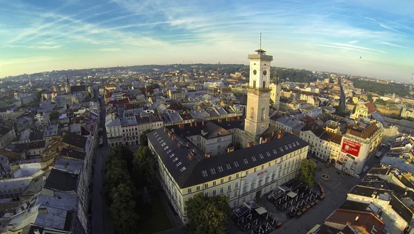 Lviv Ukrayna Cityhall havadan görünümü