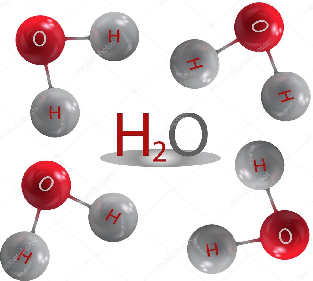 The chemical composition of the water molecule.