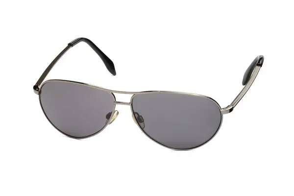 Stylish Unisex Sunglasses Metal Frame Dark Lenses Teardrop Shaped Isolated — Stock Photo, Image