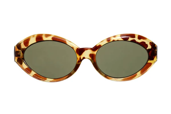 Stylische Sonnenbrille Für Frauen Mit Braunem Kunststoffrahmen Mit Leopardenmuster Und — Stockfoto