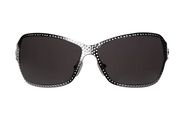 Stylish Unisex Sunglasses Metal Perforated Frame Dark Lenses Isolated White — Stock Photo, Image