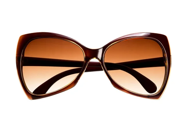 Stylische Frauensonnenbrille Mit Braunem Kunststoffgestell Mit Gefalteten Bügeln Und Orangefarbenen — Stockfoto