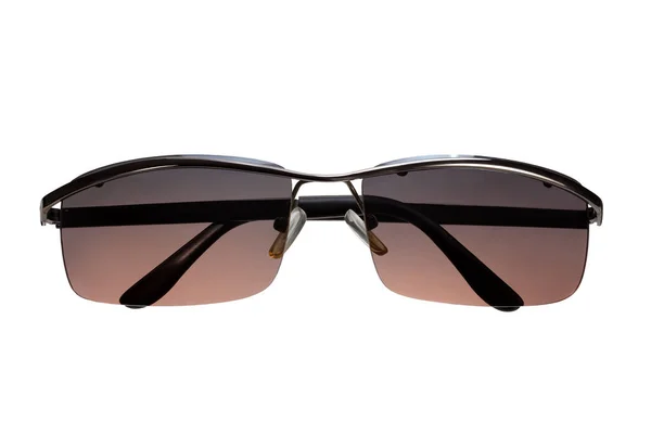 Sunglasses Unisex Metal Frame Dark Lenses Folded Temples Isolated White — Stock Photo, Image