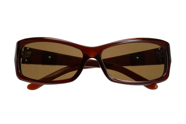 Stylische Unisex Sonnenbrille Mit Braunem Kunststoffrahmen Und Dunkelbraunen Gläsern Mit — Stockfoto