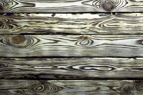 Поверхня Старих Обпалених Дощок Контрастною Яскраво Вираженою Текстурою Деревних Волокон — стокове фото