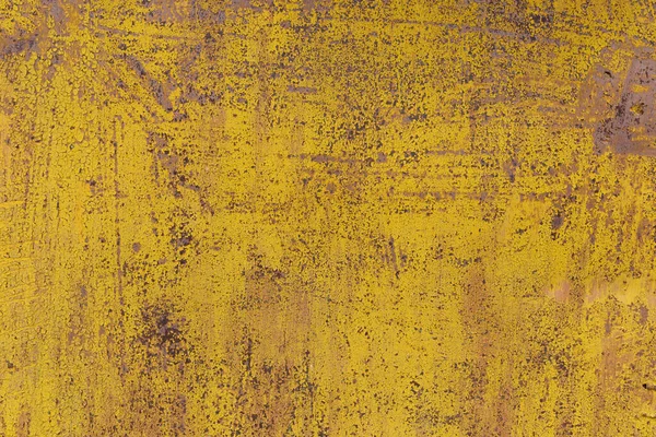 Sárga Öreg Festék Rozsdás Fémlemez Felszínén Grunge Textúra — Stock Fotó
