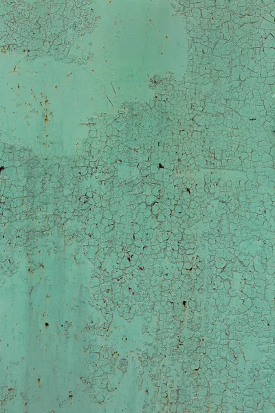 Old Weathered Cracked Green Paint Surface Metal Sheet Grunge Texture — Stock Photo, Image