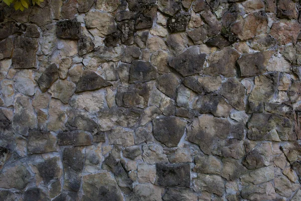 Pared Piedras Agrietadas Naturales Conectadas Con Mortero Textura Para Fondo — Foto de Stock