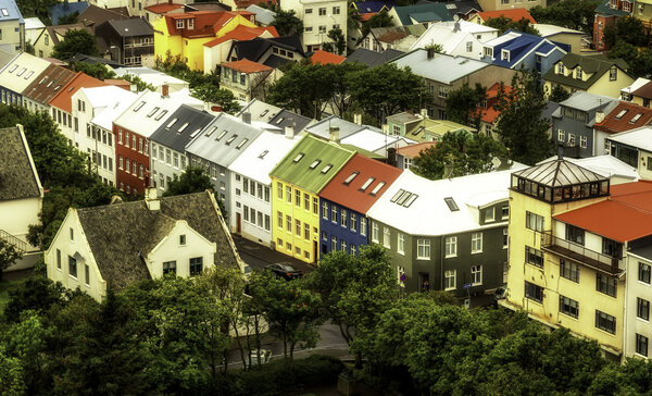 The colorful houses in downtown Reykjavik
