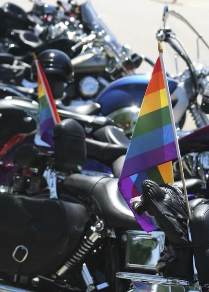 Motorcycle and pride flags — Stock Photo, Image