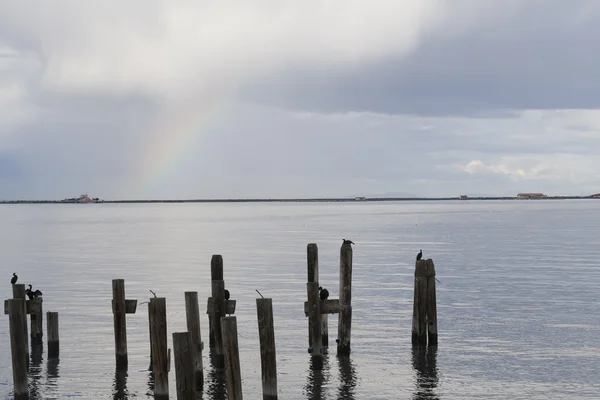 Pfähle und Regenbogen — Stockfoto