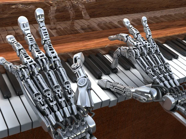 Robot üzerinde piyano. Teknoloji illüstrasyon