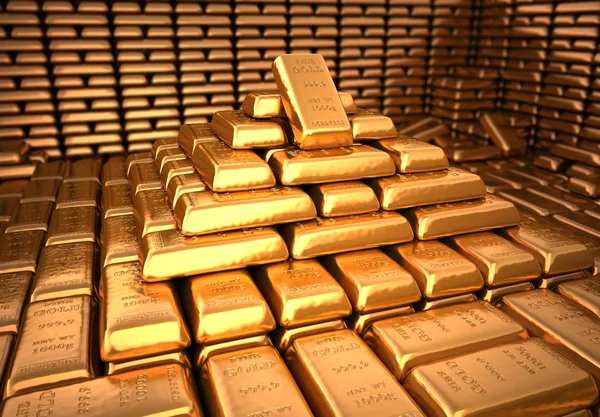 Bank kluis gevuld met goud. Financiën illustratie — Stockfoto