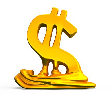 Dolar işareti erir ve azalır. Kavramsal Finans illüstrasyon