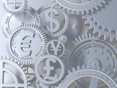 Gümüş otomatik vites gibi para birimi işareti ile. Euro dişli, dolar, yen, Lirası