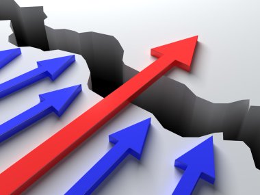 İş farklı strateji uygulayarak engellerin üstesinden gelir. Kırmızı ok başarılı olmuştur.