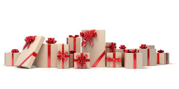 Set of gifts with red ribbons. Holiday illustration. — Stock Photo, Image