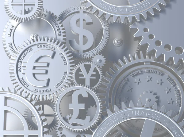 Gümüş otomatik vites gibi para birimi işareti ile. Euro dişli, dolar, yen, Lirası