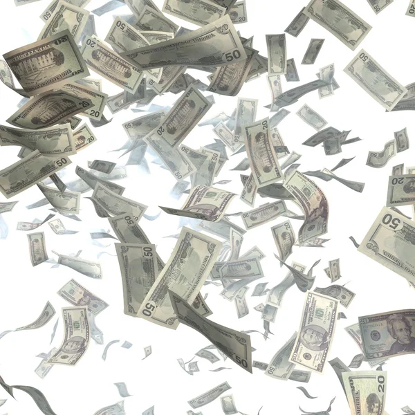 Uçan dolarlık banknotlar. İllüstrasyon Finans