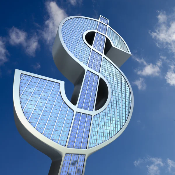 Moneda de rascacielos Dólar. Ilustración financiera conceptual — Foto de Stock