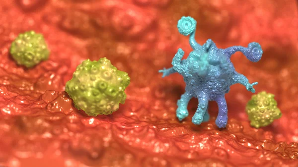 Membranes muqueuses malsaines avec bactéries fantastiques Image En Vente